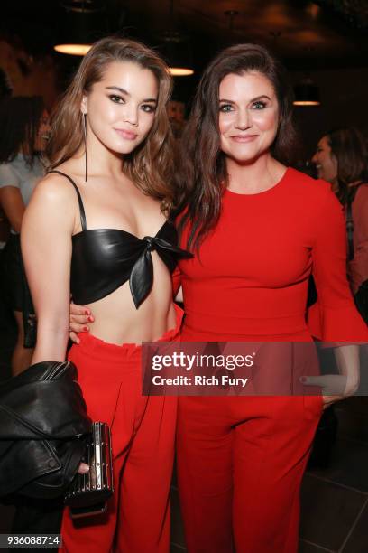 Paris Berelc and Tiffani Thiessen attend the "Alexa & Katie" special screening in partnership with the American Cancer Society at Netflix Home...