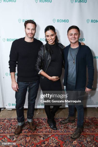 David Miller, Gabriela Salvado and Arturo Castro during the Founder + CEO Tarik Sansal Invites You to Celebrate the Launch of ROMIO at NoMad Hotel...