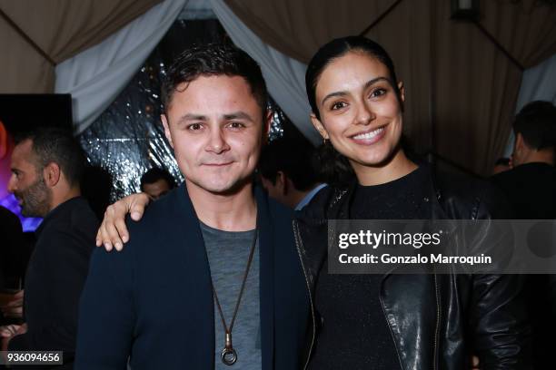 Arturo Castro and Gabriela Salvado during the Founder + CEO Tarik Sansal Invites You to Celebrate the Launch of ROMIO at NoMad Hotel Rooftop on March...