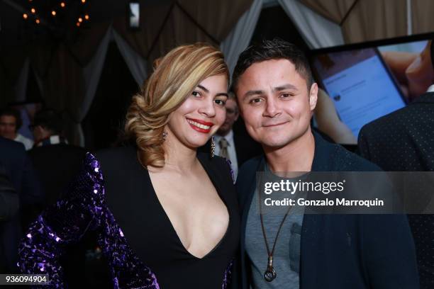 Estefania Rollins and Arturo Castro during the Founder + CEO Tarik Sansal Invites You to Celebrate the Launch of ROMIO at NoMad Hotel Rooftop on...