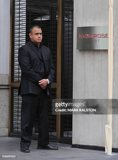 Security guard keeps watch outside the entrance to the Stone Rose Lounge where waitress Jaimee Grubbs was employed, in West Hollywood on December 2,...