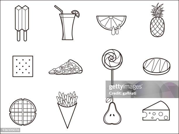 food 4 icon set - vector cheese and crackers stock illustrations