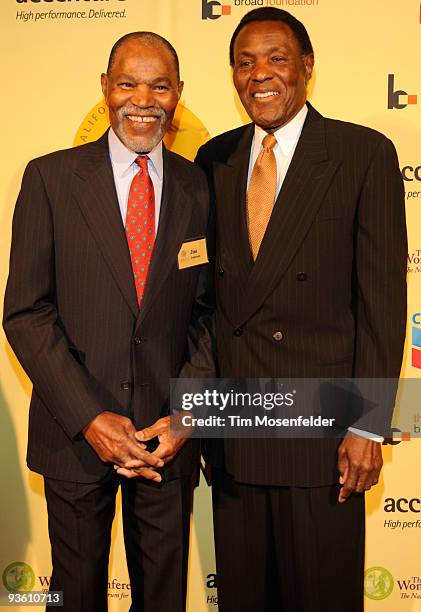 Jimmy Johnson and Rafer Johnson attend the 2009 California Hall of Fame Inductee Ceremony at the California Musuem on December 1, 2009 in Sacramento,...