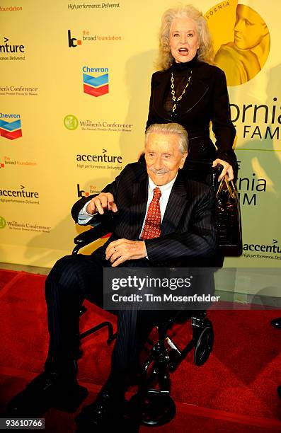 Joe Weider and his wife attend the 2009 California Hall of Fame Inductee Ceremony at the California Musuem on December 1, 2009 in Sacramento,...
