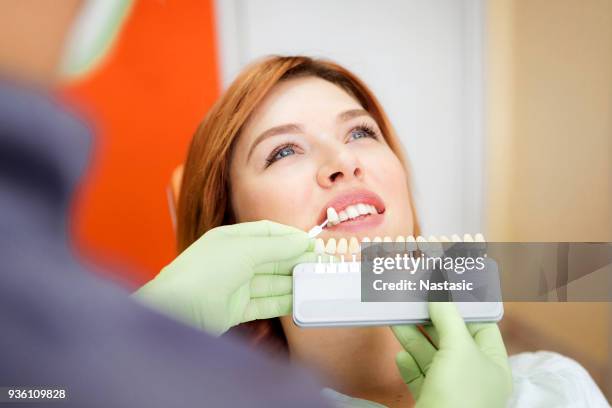 girl smiling at the dentist - dental crown stock pictures, royalty-free photos & images