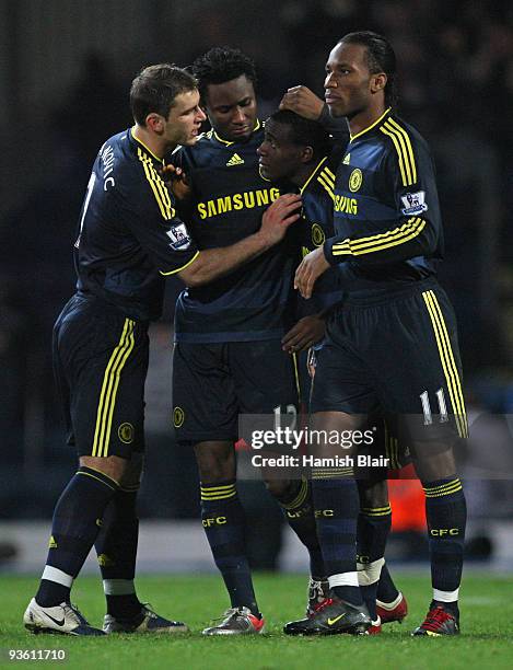 Gael Kakuta of Chelsea is consoled by his team mates after his penalty was saved toc clinch victory for Blackburn in a penalty shootout during the...