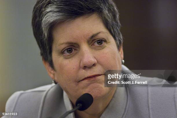 Homeland Security Secretary Janet Napolitano during the Senate Commerce, Science and Transportation hearing on post-Sept. 11 transportation security.