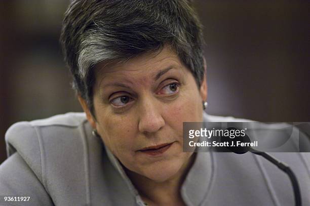 Homeland Security Secretary Janet Napolitano during the Senate Commerce, Science and Transportation hearing on post-Sept. 11 transportation security.