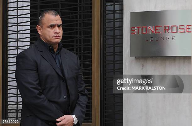 Security guard keeps watch outside the entrance to the Stone Rose Lounge where waitress Jaimee Grubbson was employed, in West Hollywood on December...