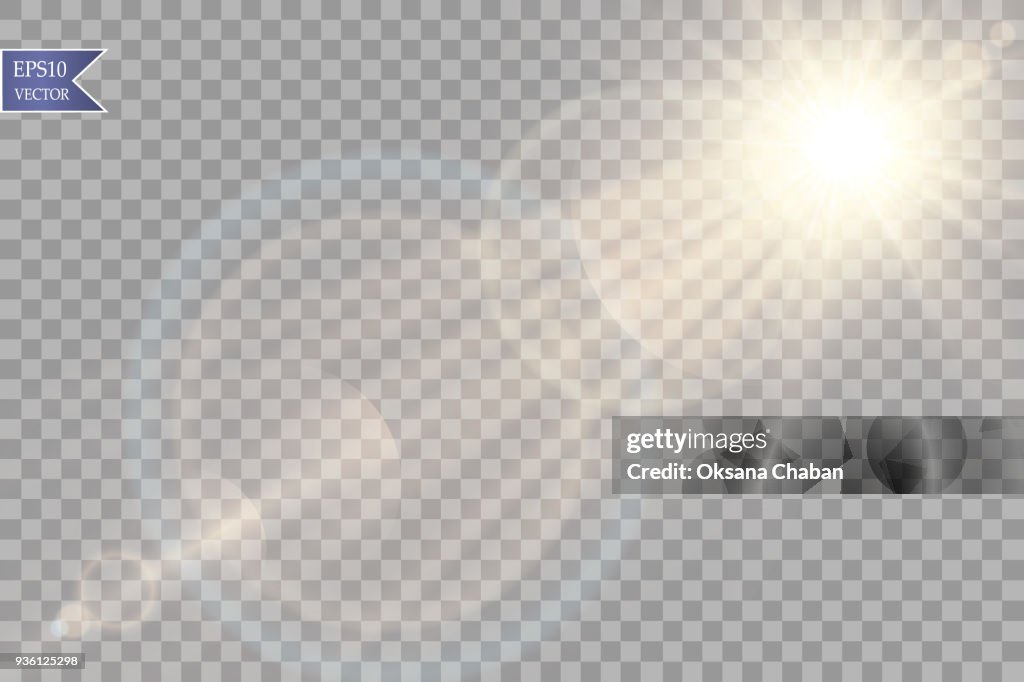Sun Flash Design Vector Transparent Sunlight Special Lens Flare Light Effect Sun Flash ...
