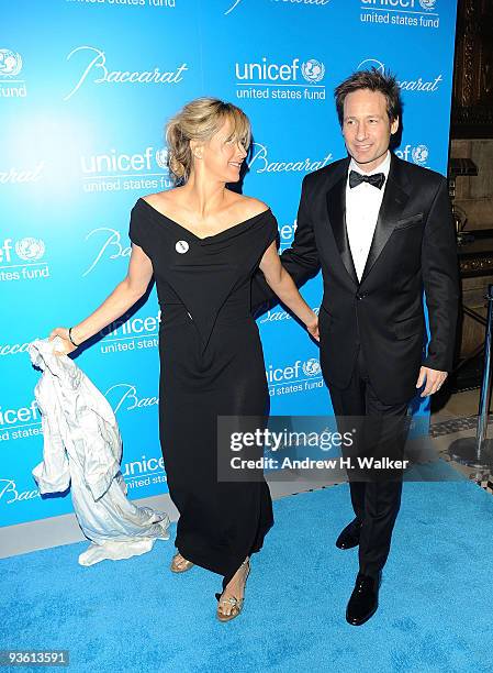 Actors Tea Leoni and David Duchovny attend the 2009 UNICEF Snowflake Ball at Cipriani 42nd Street on December 2, 2009 in New York City.