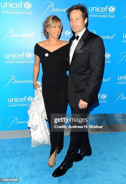 Actors Tea Leoni and David Duchovny attend the 2009 UNICEF Snowflake Ball at Cipriani 42nd Street on December 2, 2009 in New York City.