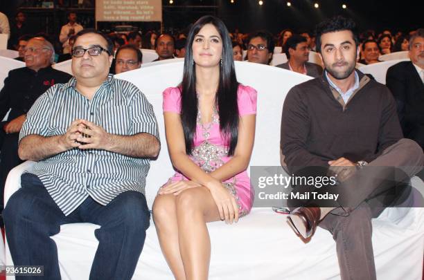 Director Raj Kumar Santoshi, Katrina Kaif and Ranbir Kapoor at the 9th Annual Indian Telly Awards held in Mumbai on Tuesday, December 1, 2009.