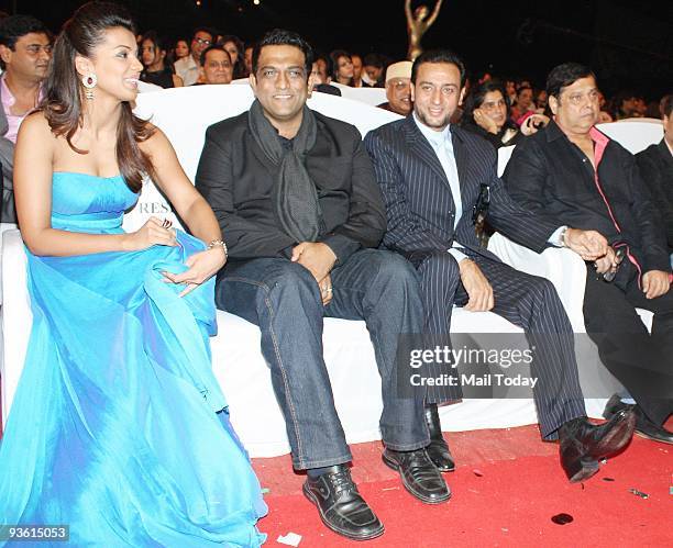 Mugdha Godse, Anurag Basu, Gulshan Grover and David Dhawan at the 9th Annual Indian Telly Awards held in Mumbai on Tuesday, December 1, 2009.