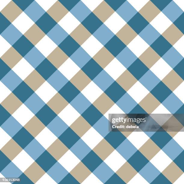 blue and white tablecloth argyle pattern - argyle pattern stock illustrations