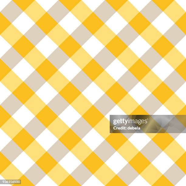 yellow and white tablecloth argyle pattern - linen texture stock illustrations