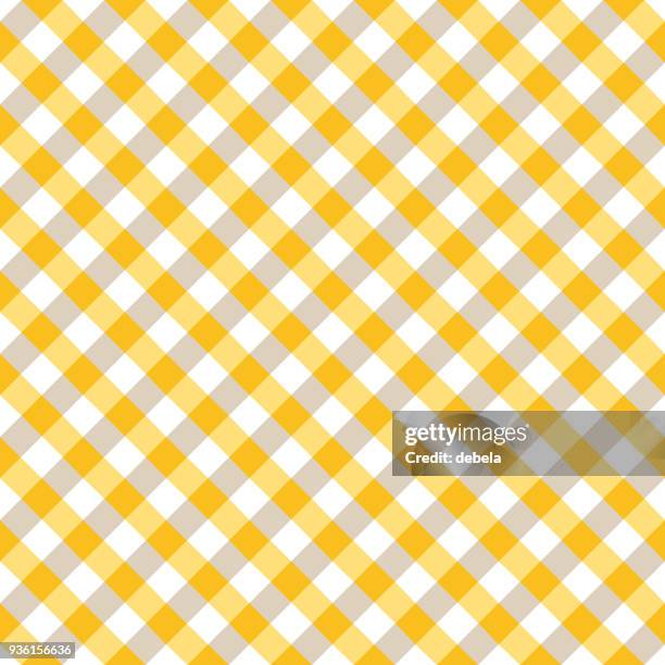 yellow and white tablecloth argyle pattern - linen texture background stock illustrations