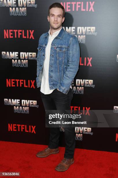 Andy Favreau attends the Premiere Of Netflix's "Game Over, Man!" at Regency Village Theatre on March 21, 2018 in Westwood, California.