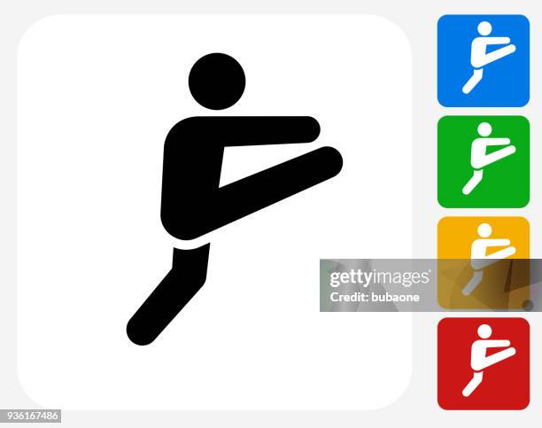 man kicking icon - stick figure exercise stock illustrations