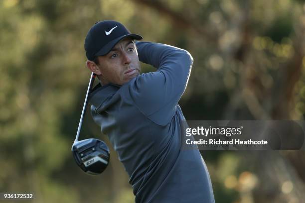 Rory McIlroy of Northern Ireland in action during a practise round for the WGC Dell Technologies Matchplay at Austin Country Club on March 20, 2018...