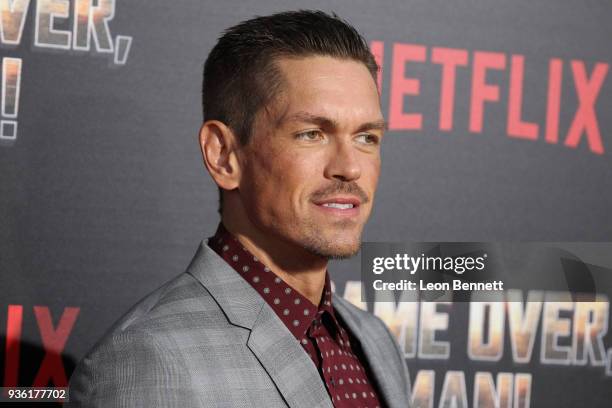 Actor Steve Howey attends the Premiere Of Netflix's "Game Over, Man!" at Regency Village Theatre on March 21, 2018 in Westwood, California.