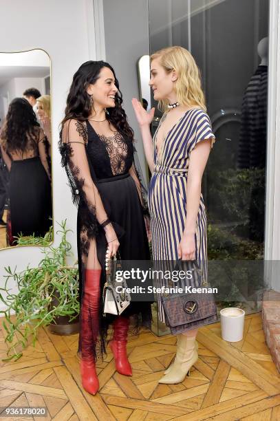 Natalie Martinez and Skyler Samuels attend FENDI x Flaunt Celebrate The New Fantasy Issue at Casa Perfect on March 21, 2018 in Beverly Hills,...