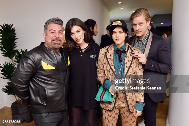 Luis Barajas, Rainey Qualley, Soko and Matthew Bedard attend FENDI x Flaunt Celebrate The New Fantasy Issue at Casa Perfect on March 21, 2018 in...