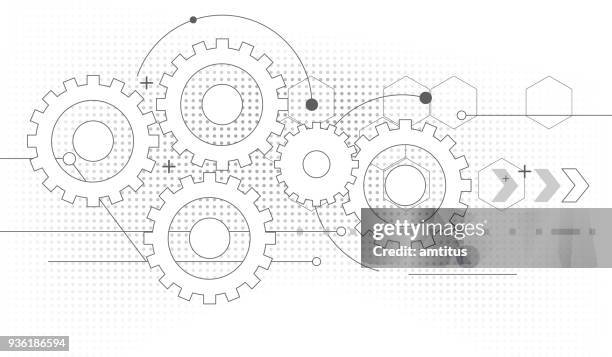 ilustrações de stock, clip art, desenhos animados e ícones de gears drawing - motor