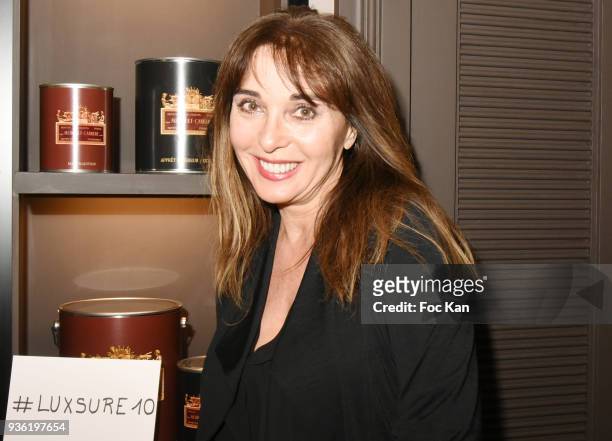 Writer Anna Veronique El Baze attends Luxsure Magazine 10th Anniversary Cocktail on March 21, 2018 in Paris, France.