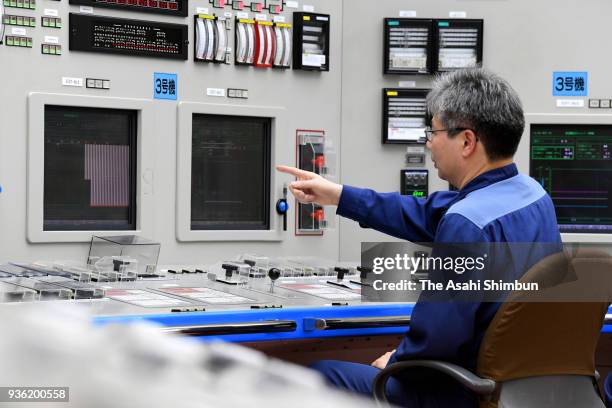 Staffs work at Kansai Electric Power Co's Oi Nuclear Power Plant on March 14, 2018 in Oi, Japan. The No. 3 reactor of the plant is restarted.