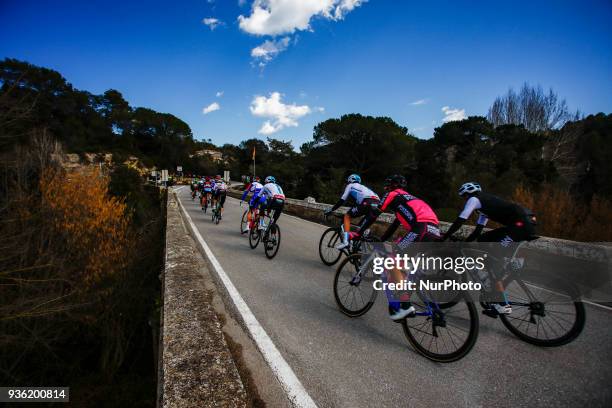 Ricardo of MANZANA POSTOBON TEAM and 36 SCOTSON, Miles of BMC RACING TEAM 98th Volta Ciclista a Catalunya 2018 / Stage 3 Sant Cugat - Camprodon of...
