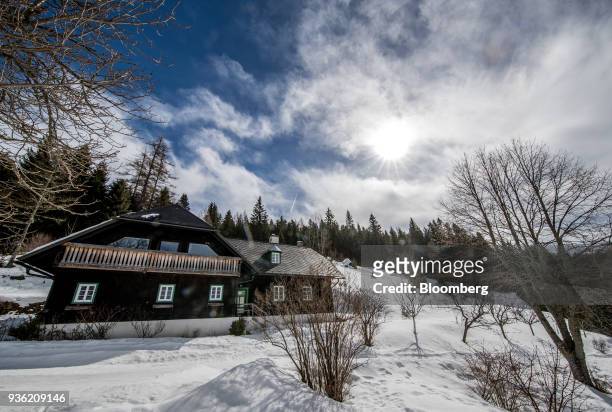 The hunting lodge of Heinrich Bubna-Litic, forest owner and hunter, stands near the village of Stanz im Muerztal in the province of Styria, Austria,...