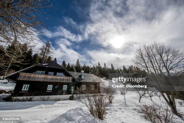 The hunting lodge of Heinrich Bubna-Litic, forest owner and hunter, stands near the village of Stanz im Muerztal in the province of Styria, Austria,...