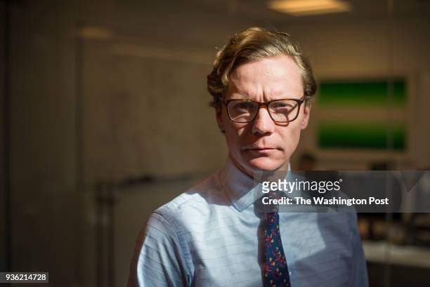 New York, NY, Monday, October 24, 2016: Cambridge Analyticas CEO, Alexander Nix, at the company's office on 5th Avenue in the old Charles Cribner's...