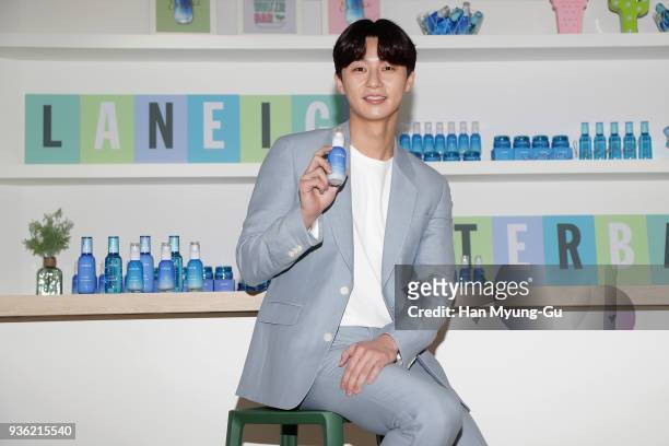 South Korean actor Park Seo-Jun attends the AMORE PACIFIC 'LANEIGE' Water Bank Moisture Essence launch event on March 22, 2018 in Seoul, South Korea.