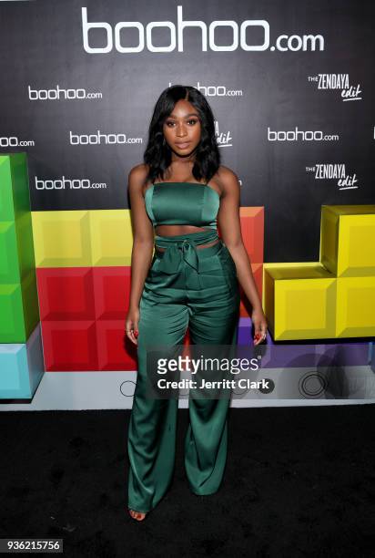 Normani attends the launch of the boohoo.com spring collection and the Zendaya Edit at The Highlight Room at the Dream Hollywood on March 21, 2018 in...