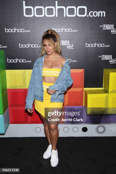Dinah attends the launch of the boohoo.com spring collection and the Zendaya Edit at The Highlight Room at the Dream Hollywood on March 21, 2018 in...