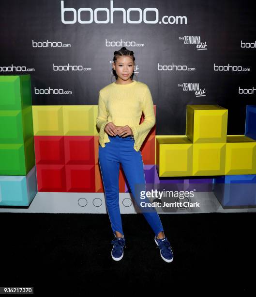 Storm Reid attends the launch of the boohoo.com spring collection and the Zendaya Edit at The Highlight Room at the Dream Hollywood on March 21, 2018...