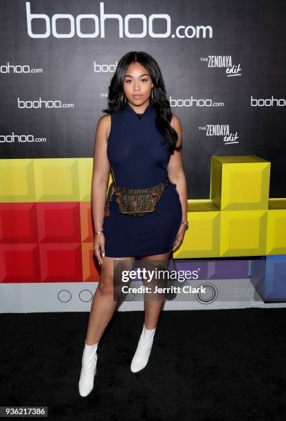 Jordyn Woods attends the launch of the boohoo.com spring collection and the Zendaya Edit at The Highlight Room at the Dream Hollywood on March 21,...