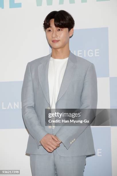 South Korean actor Park Seo-Jun attends the AMORE PACIFIC 'LANEIGE' Water Bank Moisture Essence launch event on March 22, 2018 in Seoul, South Korea.