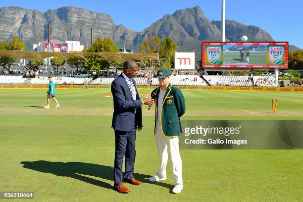Steven Smith of Australia interviewed prior day 1 of the 3rd Sunfoil Test match between South Africa and Australia at PPC Newlands on March 22, 2018...