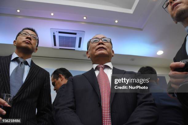 Chinese's Ambassador to Mexico Qiu Xiaoaqui is seen during a press conference to announce the new flight Beijing-Mexico of the Hainan airline on...