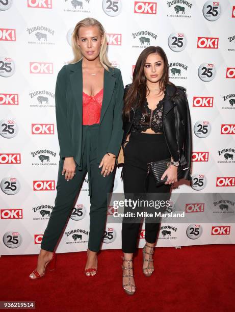 Chloe Meadows and Courtney Green attend OK! Magazine's 25th Anniversary Party at The View from The Shard on March 21, 2018 in London, England.