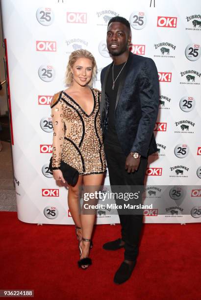 Gabby Allen and Marcel Somerville attend OK! Magazine's 25th Anniversary Party at The View from The Shard on March 21, 2018 in London, England.