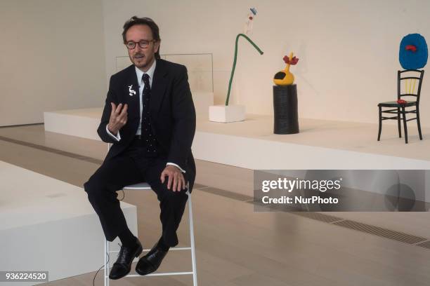 Joan Punyet Miró attends to the media during the Opening of the exhibition Joan Miró Esculturas 1928-1982 at the Botin Center of Santander SANTANDER