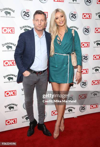 Dean Gaffney and Rebekah Ward attend OK! Magazine's 25th Anniversary Party at The View from The Shard on March 21, 2018 in London, England.