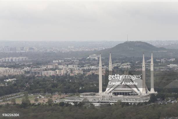 The Faisal Mosque is one of the most popular mosques in the world with 74.000 prayer capacity in Islamabad, Pakistan on March 14, 2018. The project...