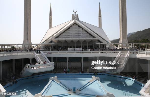The Faisal Mosque is one of the most popular mosques in the world with 74.000 prayer capacity in Islamabad, Pakistan on March 10, 2018. The project...