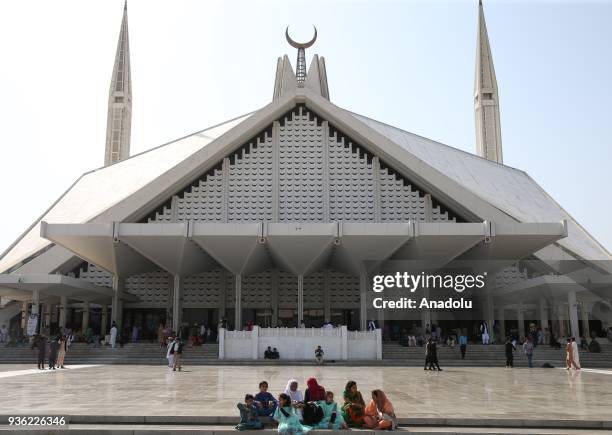 The Faisal Mosque is one of the most popular mosques in the world with 74.000 prayer capacity in Islamabad, Pakistan on March 22, 2018. The project...