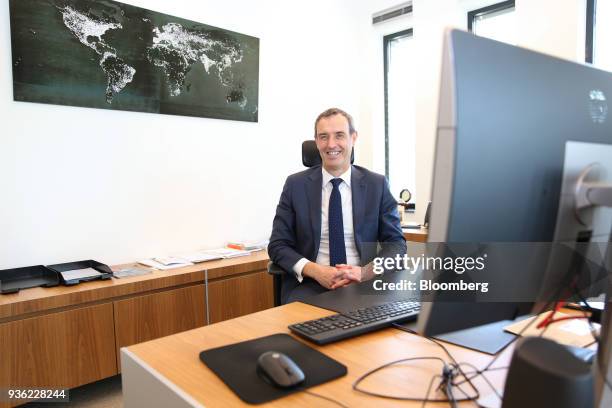 Rob Wainwright, executive director of Europol, poses for a photograph in his office inside the European Union intelligence agency's headquarters...